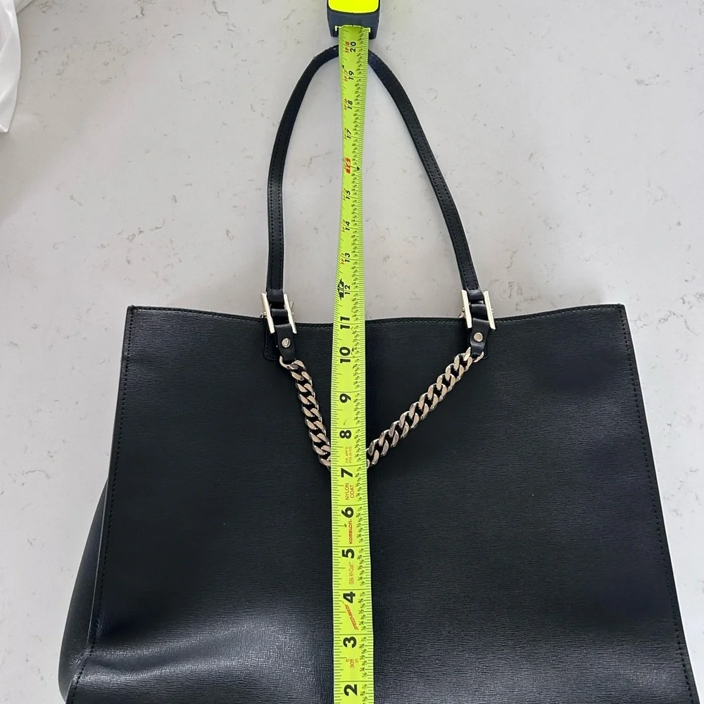 Furla Chain-link Black Saffiano Leather Tote - Picture 7 of 11